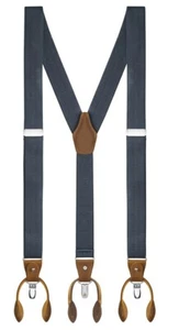 Buyless Fashion Men Adjustable Suspenders 48" 1 1/4" Clips And Buttons Y Back - Picture 1 of 77