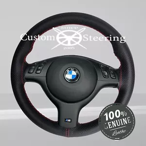 Para BMW E39 M SPORT 96-03 Funda De Volante De Cuero Perforado Negro Con Rojo - Imagen 1 de 11