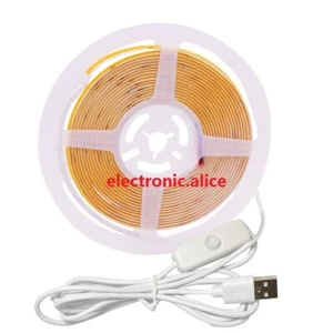 DC 5V USB Powered LED COB Strip Light with ON/OFF Switch Dimmable LED 320Leds/m - Picture 1 of 12