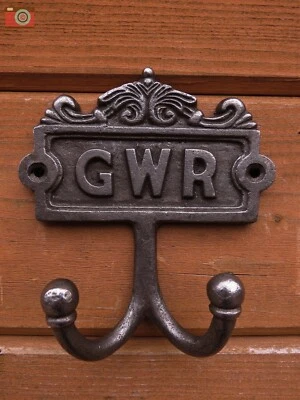 GWR DOUBLE COAT HOOK, ANTIQUE STYLE . Hand Finished Cast Iron. Railway, Art Deco