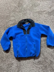Vintage Columbia Boys Jacket Size Large Quarter Zip Pullover Fleece Blue USA - Picture 1 of 10