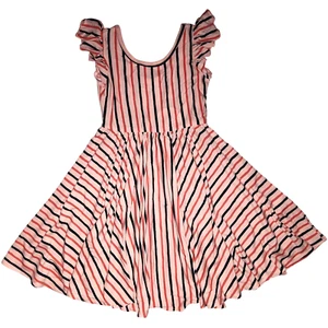 Dot Dot Smile Girls 5 6 Pink Vertical Stripe Empire Twirl Dress Red Navy NWT - Picture 1 of 5
