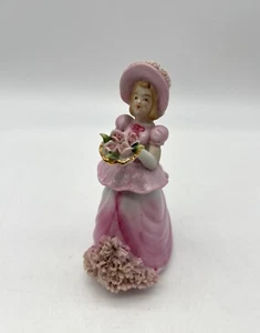 Vintage Lenwile Ardalt Japan Hand Painted Figurine Pink Floral Spaghetti Trimmed - Picture 1 of 8