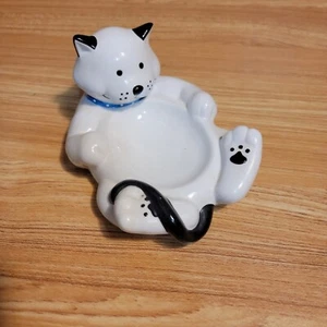 Dept. 56 White & Black Cat Soap Dish Kitten Decor Crazy cat Lady Tray - Picture 1 of 11