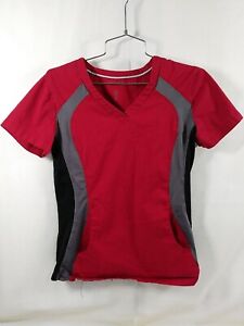 Womens Allure  Scrub Top. Stretch Panal Sides. Red. Size Small