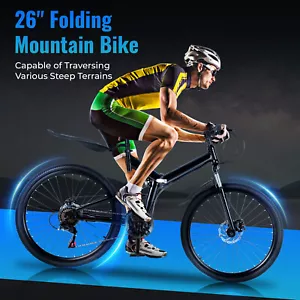 Faltbares 26-Zoll-Mountainbike, 21 Gänge, Karbonstahlrahmen, max. 100 kg - Bild 1 von 10