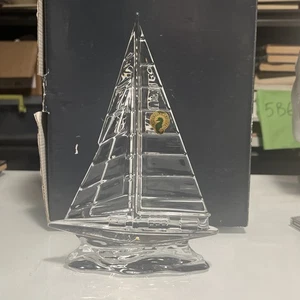 Waterford Clear Crystal Sailboat Sculpture Figurine 9” Tall perfect shape W/box - Picture 1 of 11