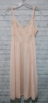 Vestido Completo Van Raalte Sin Mangas Para Mujer 34 Sm Melocotón Crema Nylon Encaje Lencería Hecho en EE. UU. Foto 1 de 4