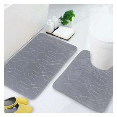 Juegos de alfombras de baño de franela de espuma viscoelástica de lujo 2 piezas - Alfombra de baño 32x20 + 24x2... Foto 1 de 4