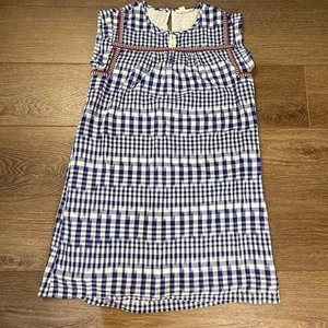 J. Crew Crewcuts Girls Gingham Navy Dress Embroidered Lined Sz 14 Summer/Fall - Picture 1 of 11
