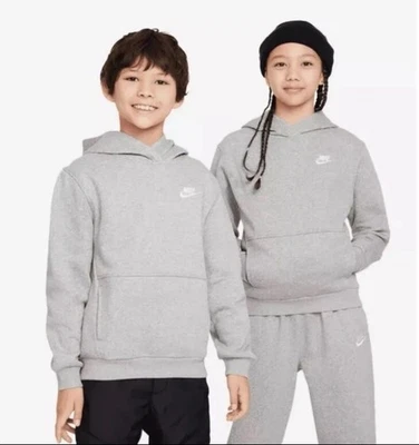Nike Sportswear Club Fleece Grey Hoodie Kids Size Small FD3000-063 - Image 1 of 4