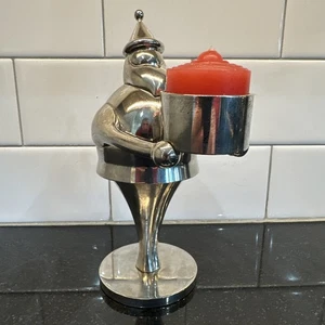 Pottery Barn versilbert 7" Weihnachtsmann Teelicht Kerzenhalter Weihnachten - Bild 1 von 18