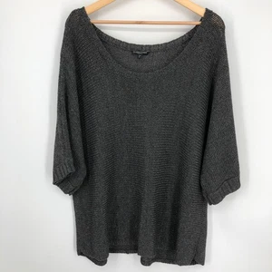 Eileen Fisher Damen Pullover Oberteil Größe 3X Open Twist Metallic Anthrazit Dolman Box - Bild 1 von 14