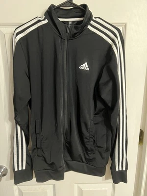 Jaqueta de atletismo Adidas masculina feminina 3 listras preta/branca pequena unissex atlética - Imagem 1 de 4