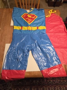 1976 Halloween Superman Costume Vinyl Medium Child Jumpsuit Cape Ben Cooper Nice - Picture 1 of 10