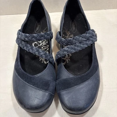 Mocasines cómodos elegantes Mary Jane de gamuza de cuero azul marino AETREX Ada para mujer talla 7 M Foto 1 de 4