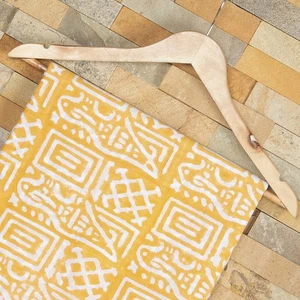 Yellow Indian Hand Block Print Fabric Cotton Beautiful Sewing Fabric 1 Yard - Picture 1 of 11