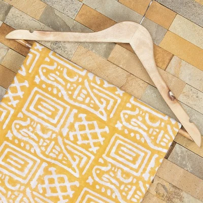 Yellow Indian Hand Block Print Fabric Cotton Beautiful Sewing Fabric 1 Yard - Image 1 of 4