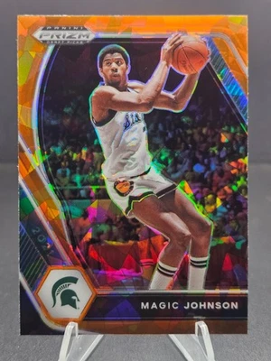 2021 Prizm Draft Picks - Magic Johnson #86 Orange Cracked Ice Lakers Michigan St - Image 1 of 2