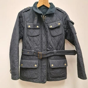 Barbour Quilted Navy Jacket Belted Womens Size 12 - Picture 1 of 4