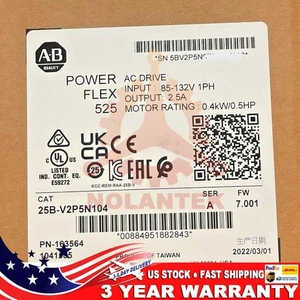 NUEVO AB 25B-V2P5N104 PowerFlex 525 0,4 kW 0,5 HP unidad de CA 25BV2P5N104 EE. UU. Impuestos libres - Imagen 1 de 10