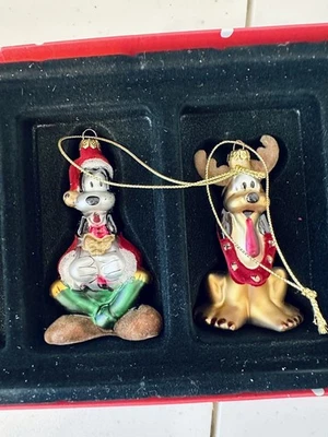 DISNEY STORE Juego de 6 ADORNOS DE VIDRIO SOPLADO Mickey Minnie Donald Pluto sobrinos Foto 1 de 4