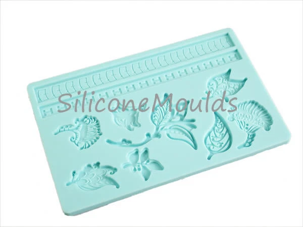 Turquoise FLORAL Silicone Cake Decoration Sugarpaste Fondant Bakeware Push Mould - Image 1 of 1