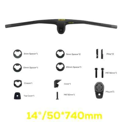 -9°/10°/12°/14° Grado Fibra de Carbono Integrado Cabina MTB Manillar con Montaje Foto 1 de 4