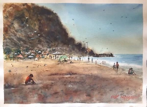Watercolor Original Painting 11" x 15" "Sycamore Cove Beach, CA" NOT A PRINT - Picture 1 of 7