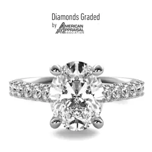 Certified 5.00 Carat H VS1 Oval Lab Grown Diamond Engagement Ring 18K White Gold - Picture 1 of 4
