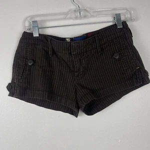 VTG Y2K American Eagle Micro Shorts Brown Size 2 Pin Stripe 2000's Office Grunge - Picture 1 of 6