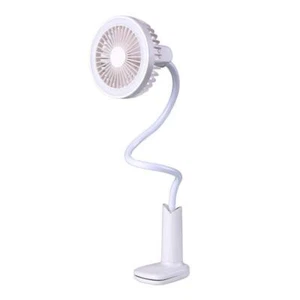 LED Clip-On Light Fan Mini USB Powered Cooling 2 Speed Dimmable Adjustable Clamp - Picture 1 of 6