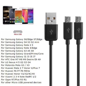 2.0 USB Type A Male To Dual Micro USB Male Splitters Y Charging Data Cables - Picture 1 of 6