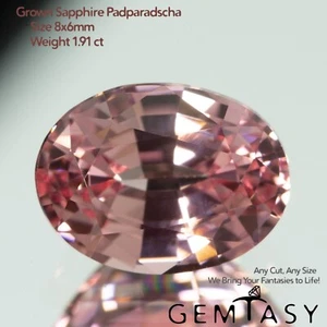 Piedra tallada - Zafiro Padparadscha Czochralski (tirado) cultivado en laboratorio, 8x6 mm 1,91 quilates - Imagen 1 de 4