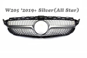 Front Grille Silver Star Look Fit For Mercedes Benz '2019+ W205 C-Class NEW ~ - Imagen 1 de 2