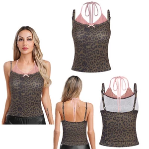 Women Crop Top Adjustable Straps Tops Contrast Color Camisole Dailywear Casual - Picture 1 of 19