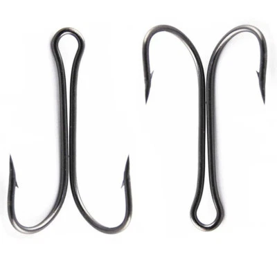 Double Fishing Hook Small Fly Tying Classic  High Carbon Steel Hook 100pcs 9908 - Image 1 of 4