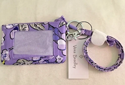 Vera Bradley ~ "Rosas Salvajes Lavanda" ~ Aligerar Cremallera ID Estuche y Juego de Cordones ~ Nuevo con Etiquetas Foto 1 de 4