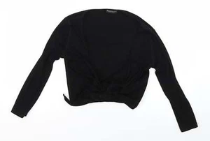 repeat the shirt Womens Black Round Neck Cotton Blend Cardigan Size 10 - Picture 1 of 12