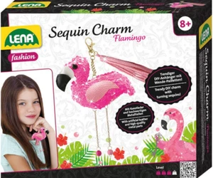 Ciondolo crea portachiavi con paillettes alla moda Lena Fenicottero fai da te - Zdjęcie 1 z 4