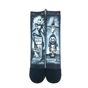 Disney Parks Adult Black Crew Polyester Skellington Stretch Room Portrait Sock M - Picture 1 of 3