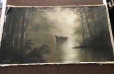 VINTAGE OIL PAINTING ON CANVAS "KLEBER" GREAT SOUTH AMERICAN ARTIST 35" X 20"