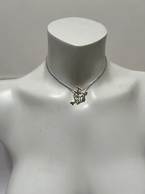 Vtg Christian Dior by John Galliano Silver Heart Logo Necklace - Image 1 of 4