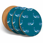 4 Set - Blue Abstract Whale Pattern Coasters - Kitchen Drinks Coaster Gift #2050