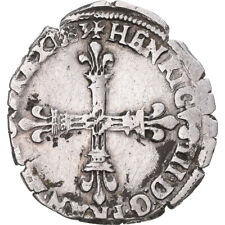 [#343443] Coin, France, Henri III, 1/8 Ecu, 1583, VF, Billon, Gadoury:485