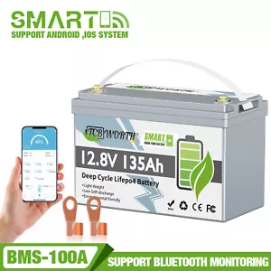 12V 135AH LiFePO4 Akku Bluetooth Lithium batterie BMS Boot Wohnmobil Solar RV - Bild 1 von 12