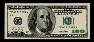 ⭐️$100 2001 Federal Reserve Note STAR Circulated (B104) - Image 1 of 2