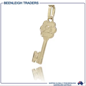 Yellow Gold 21ST BIRTHDAY KEY CHARM Guaranteed Genuine 9ct 9k Gold - Picture 1 of 10
