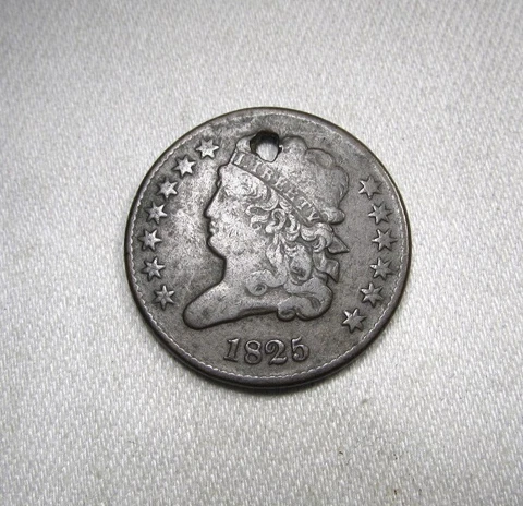 1825 Classic Head Half Cent VF Details Coin AM577 Cover
