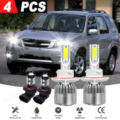 Combo de faros LED alto-bajo + faros antiniebla 6000K para Mazda Tribute 2009-2011 Foto 1 de 4